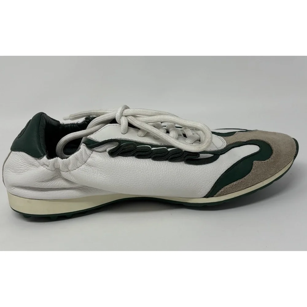 WOMENS TORY BURCH GOLF RUFFLE GREEN WHITE SNEAKER Size 5 Read Below